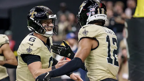 NFL: New York Jets at New Orleans Saints Chris Olave & Tyler Shough Saints