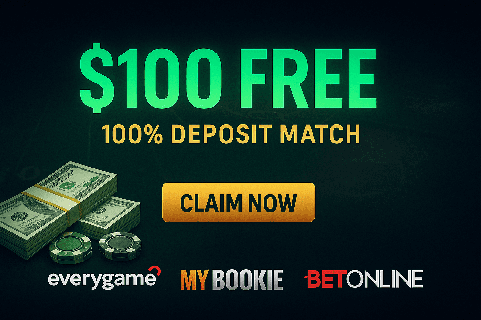 Free Bets from the Best Sportsbooks by Using a 100% Bonus