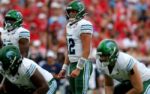 Sep 20, 2025; Oxford, Mississippi, USA; Tulane Green Wave quarterback Jake Retzlaff (12) looks on during the second quarter against the Mississippi Rebels at Vaught-Hemingway Stadium. Mandatory Credit: Petre Thomas-Imagn Images