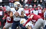 Oct 25, 2025; Pullman, Washington, USA; Toledo Rockets quarterback Tucker Gleason (4) throws a pass against the Washington State Cougars in the first half at Gesa Field at Martin Stadium. Mandatory Credit: James Snook-Imagn Images