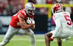 Ohio State Buckeyes tight end Max Klare (86) catches a pass in front of Indiana Hoosiers defensive back D'Angelo Ponds (5) during the Big Ten Conference championship game at Lucas Oil Stadium in Indianapolis on Dec. 6, 2025. Ohio State lost 13-10.