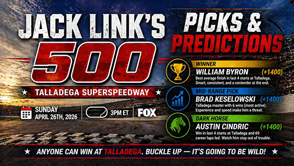 Jack Link’s 500 Picks & Predictions: Talladega NASCAR Betting Preview