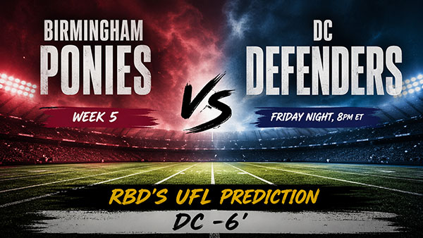 Birmingham vs DC Defenders Betting Pick & UFL Week 5 Prediction
