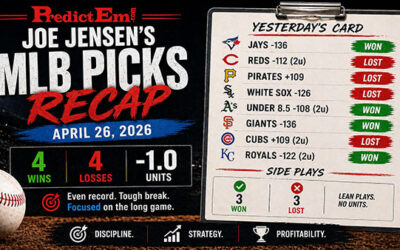 Joe Jensen’s April 26, 2026 MLB Recap: -1.0 Units on a 4-4 Card