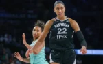 Las Vegas Aces at New York Liberty WNBA Commissioner's Cup Championship matchup graphic with total pick and analysis from RBD