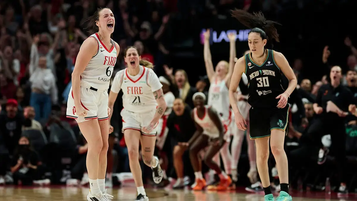 Portland Fire at Chicago Sky WNBA matchup graphic with total pick and analysis from RBD