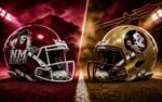 New Mexico State Aggies at Florida State Seminoles college football Week 0 matchup graphic with spread pick and analysis from Joe Jensen