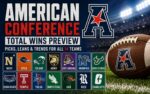 American Conference 2026 college football total wins preview graphic with picks and trends from Mike Mann