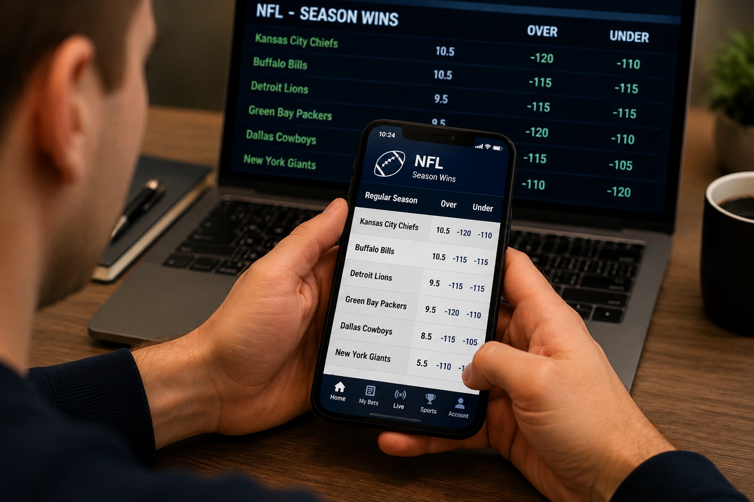 NFL 2026 Regular Season Win Totals Betting Strategy NFL 2026 Regular Season Win Totals betting strategy graphic with the Biggest Loser theory analysis from RBD