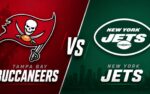 Tampa Bay Buccaneers at New York Jets NFL preseason Week 1 matchup graphic with spread pick and analysis from Joe Jensen