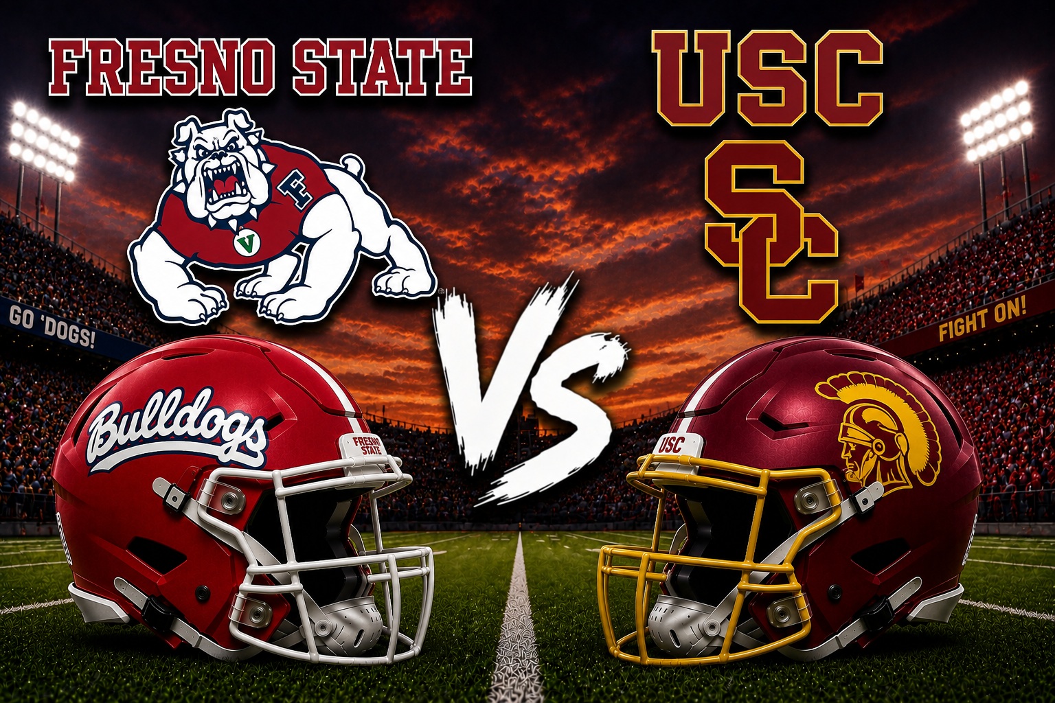 Fresno State at USC College Football Week 1 Pick Fresno State Bulldogs at USC Trojans college football Week 1 matchup graphic with spread pick and analysis from Joe Jensen