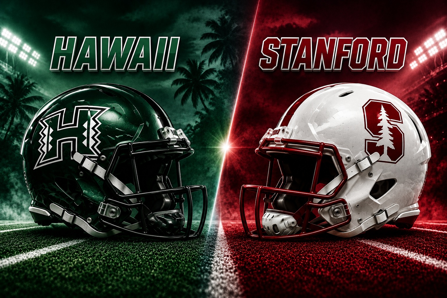 Hawaii Rainbow Warriors at Stanford Cardinal college football Week 0 matchup graphic with spread pick and analysis from Joe Jensen