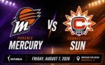 Phoenix Mercury at Connecticut Sun WNBA matchup graphic with total pick and analysis from RBD