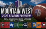 Mountain West 2026 college football total wins preview graphic with picks and trends from Mike Mann