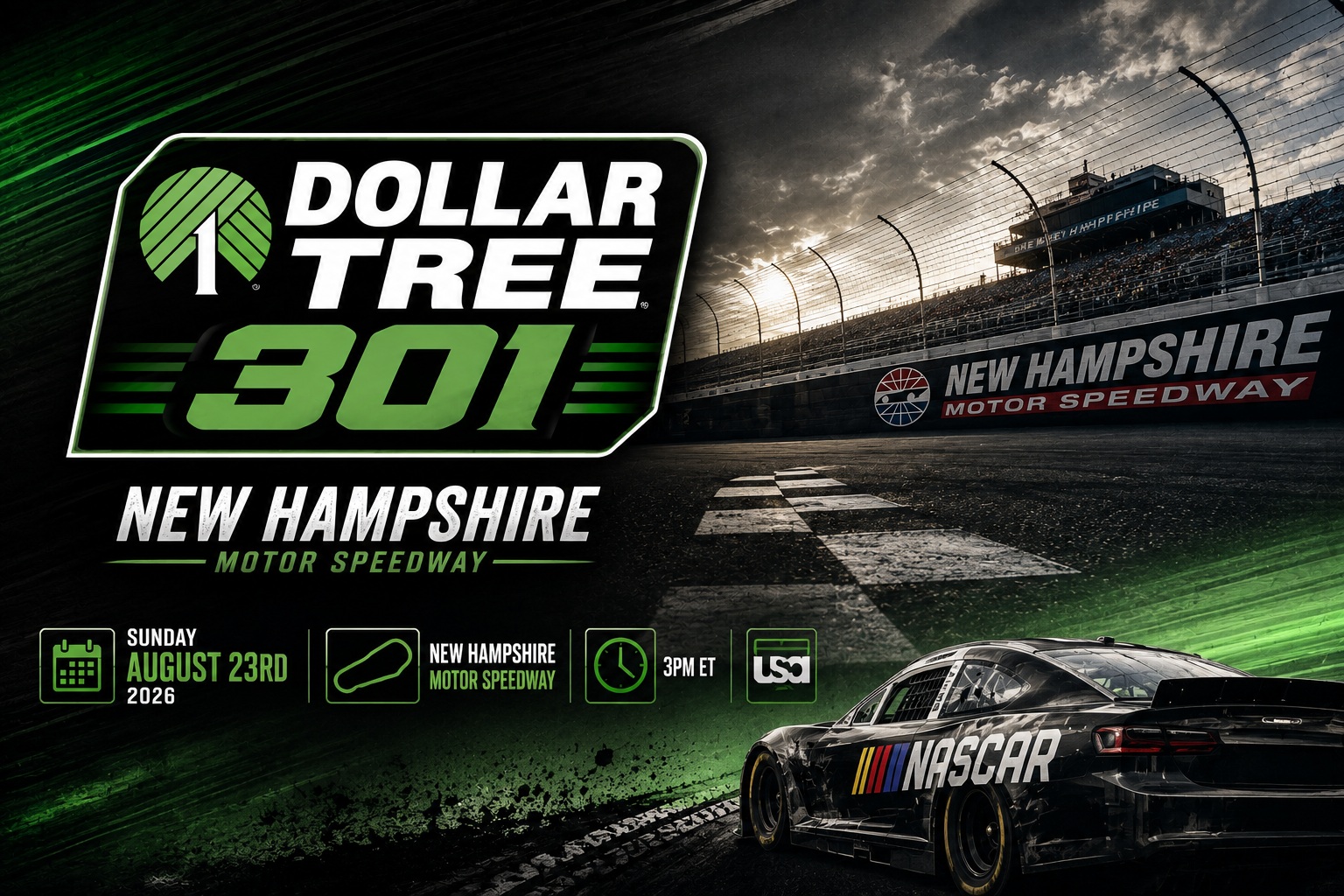 Dollar Tree 301 NASCAR Picks New Hampshire Motor Speedway NASCAR Cup Series Dollar Tree 301 race graphic at New Hampshire Motor Speedway with Sunday picks and analysis