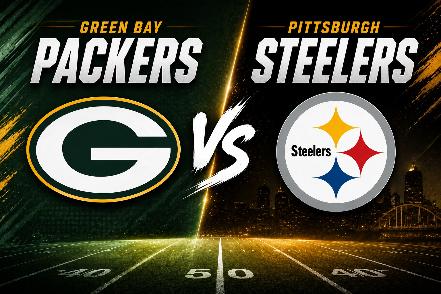 Green Bay Packers at Pittsburgh Steelers NFL preseason Week 1 matchup graphic with pick and analysis from Joe Jensen