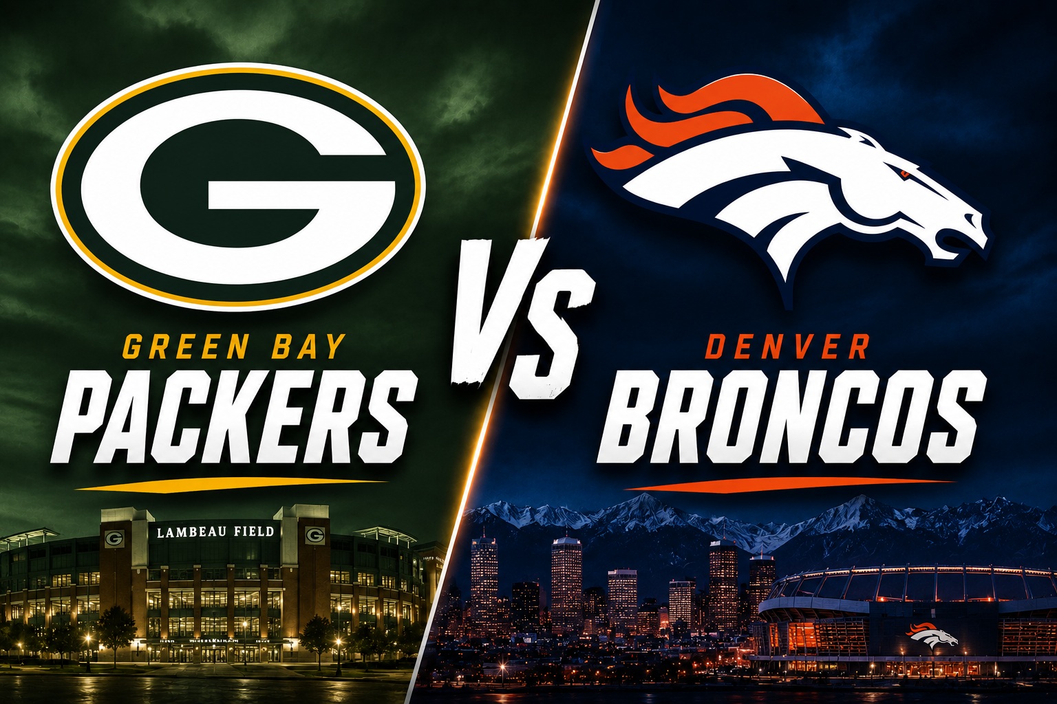 Green Bay Packers at Denver Broncos NFL preseason Week 2 matchup graphic with total pick and analysis from Joe Jensen