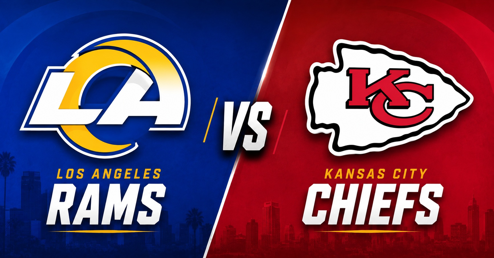 Los Angeles Rams at Kansas City Chiefs NFL preseason Week 1 matchup graphic with total pick and analysis from Joe Jensen