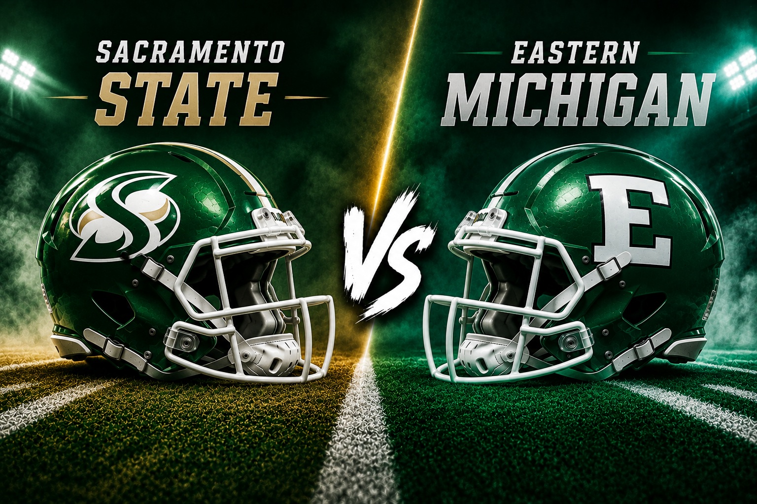 Sacramento State Hornets at Eastern Michigan Eagles college football Week 0 matchup graphic with spread pick and analysis from Joe Jensen