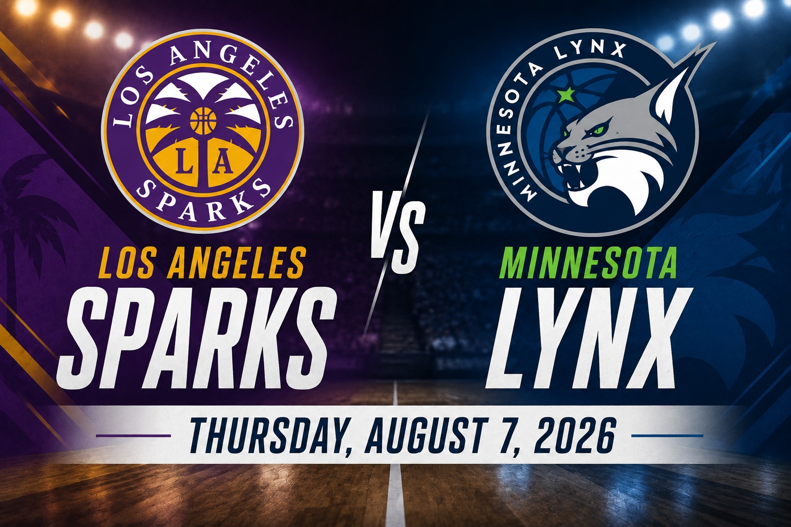 Los Angeles Sparks at Minnesota Lynx WNBA matchup graphic with total pick and analysis from RBD