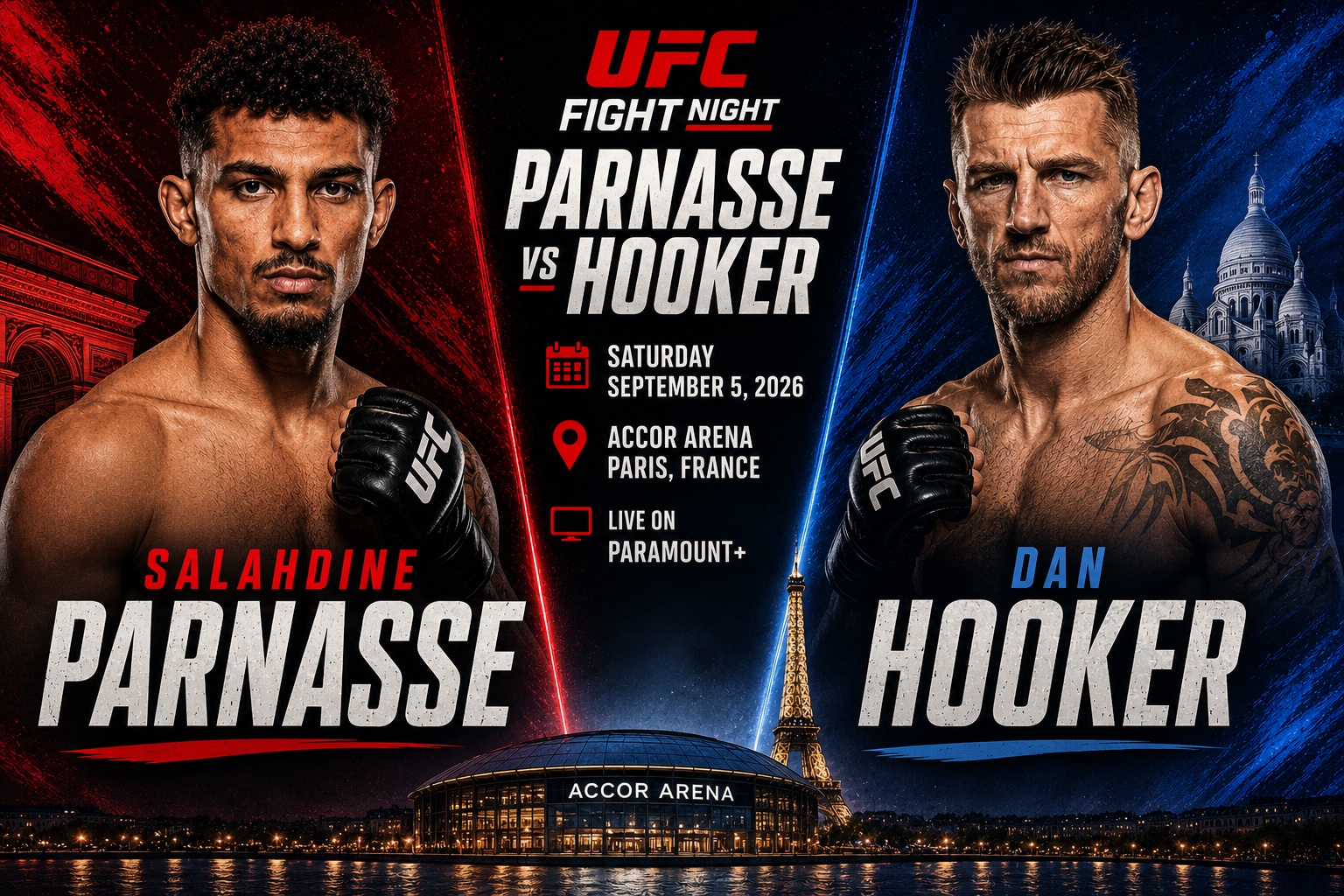 Salahdine Parnasse vs Dan Hooker UFC Fight Night Paris matchup graphic with pick and analysis from Loot