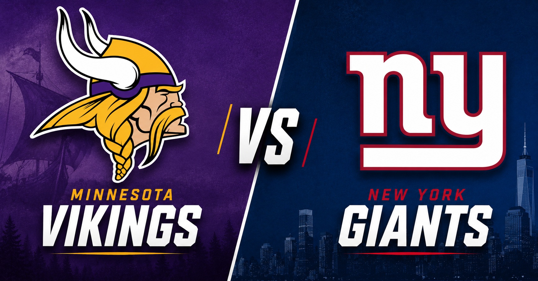Minnesota Vikings at New York Giants NFL preseason Week 1 matchup graphic with total pick and analysis from Joe Jensen