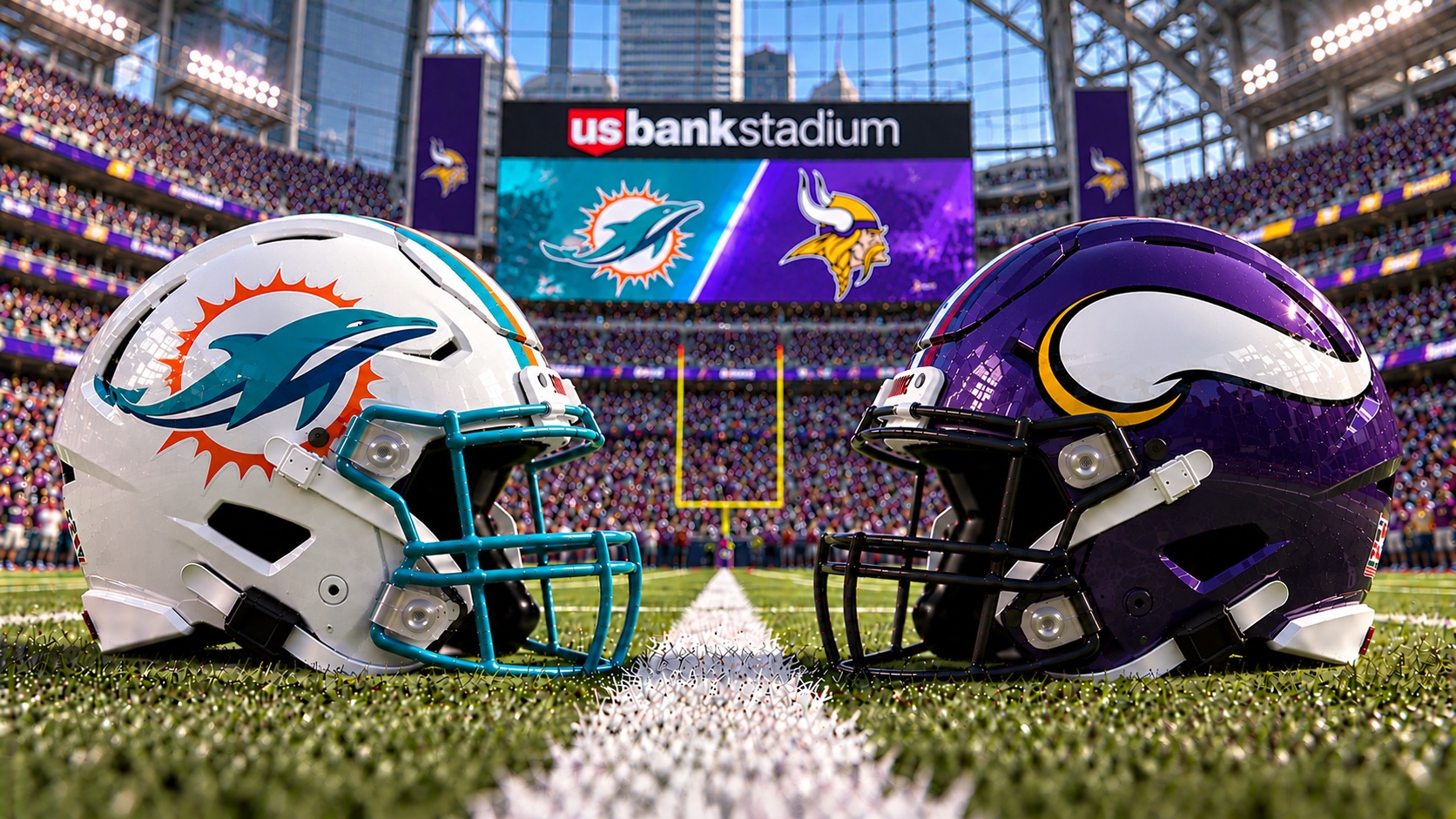 Miami Dolphins at Minnesota Vikings NFL Week 4 matchup graphic with total pick and analysis from Joe Jensen