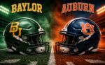 Baylor Bears vs Auburn Tigers college football Aflac Kickoff Game matchup graphic with spread pick and analysis from Joe Jensen