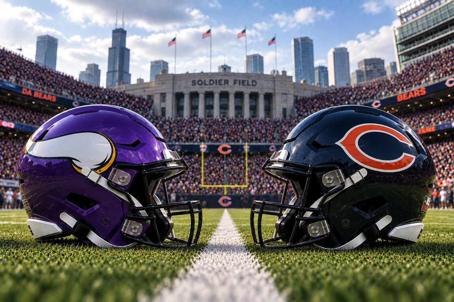 Minnesota Vikings at Chicago Bears NFL Week 2 matchup graphic with spread pick and analysis from Joe Jensen