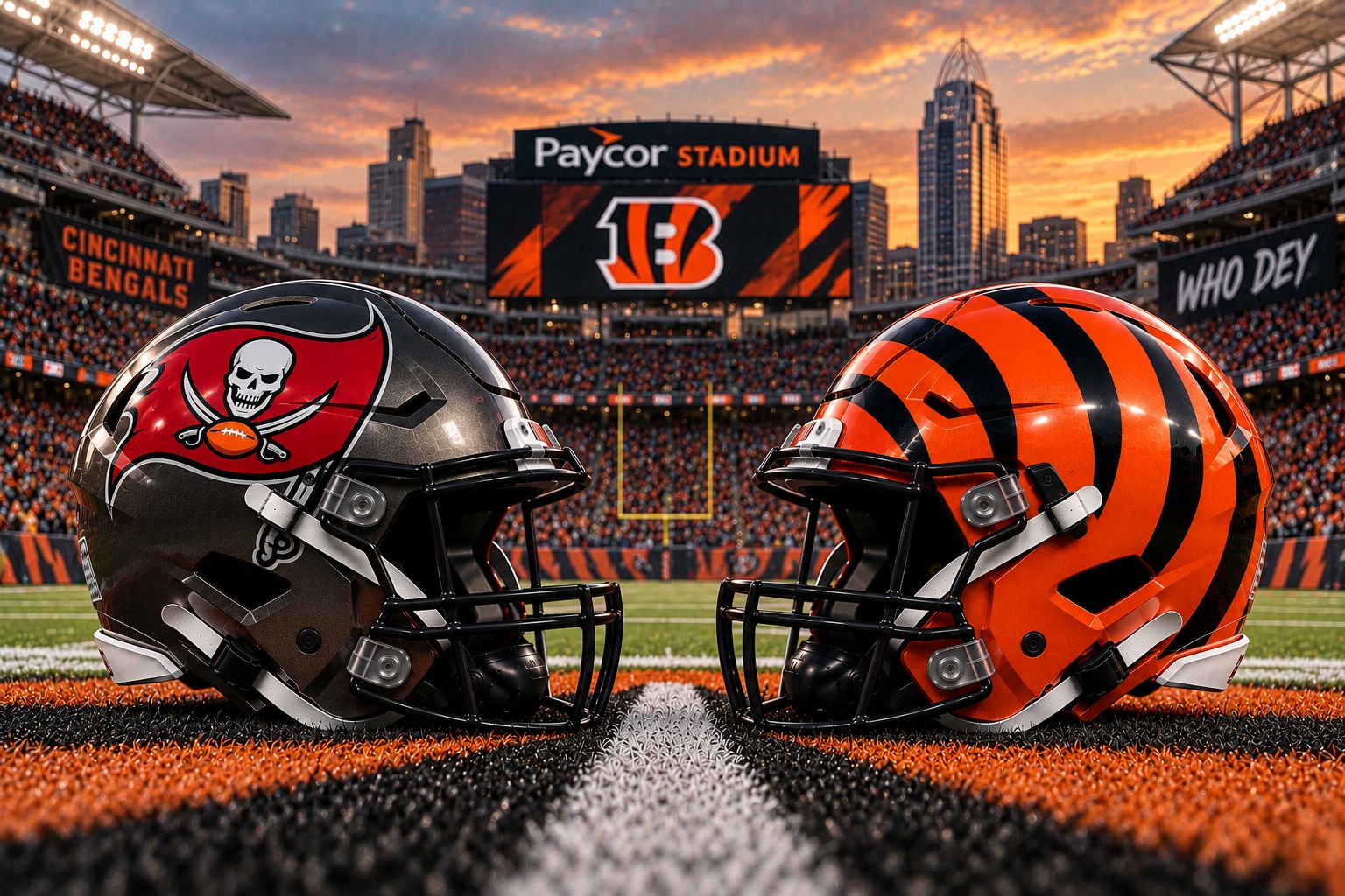Tampa Bay Buccaneers at Cincinnati Bengals NFL Week 1 matchup graphic with spread pick and analysis from Joe Jensen