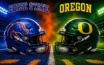 Boise State Broncos at Oregon Ducks college football Week 1 matchup graphic with spread pick and analysis from Joe Jensen