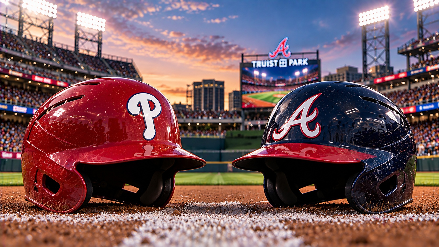 Philadelphia Phillies at Atlanta Braves NL Wild Card Series Game 1 matchup graphic with total pick and analysis from Joe Jensen