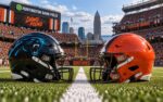 Carolina Panthers at Cleveland Browns NFL Week 3 matchup graphic with total pick and analysis from Joe Jensen