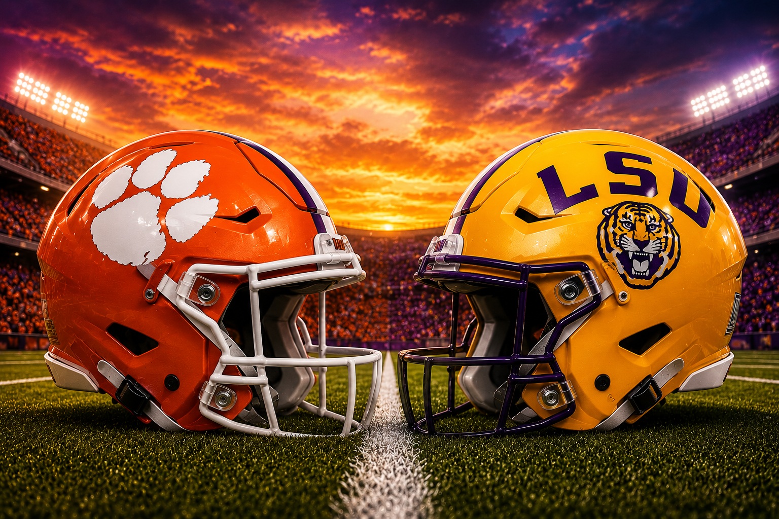 Clemson at LSU College Football Week 1 Pick Clemson Tigers at LSU Tigers college football Week 1 matchup graphic with spread pick and analysis from Joe Jensen