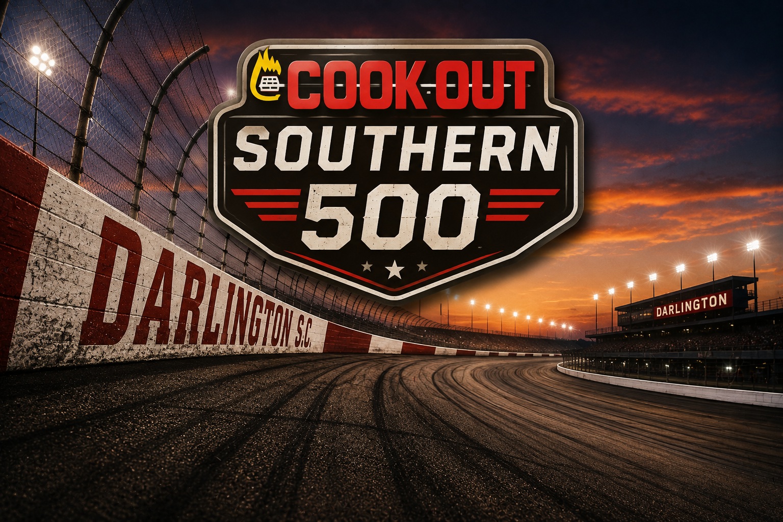 NASCAR Cup Series Cook Out Southern 500 race graphic at Darlington Raceway with Sunday picks and analysis