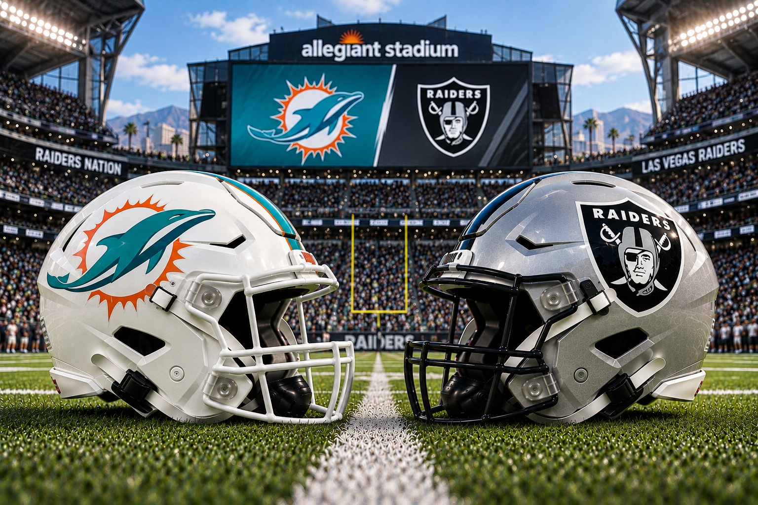 Miami Dolphins at Las Vegas Raiders NFL Week 1 Pick Miami Dolphins at Las Vegas Raiders NFL Week 1 matchup graphic with spread pick and analysis from Joe Jensen