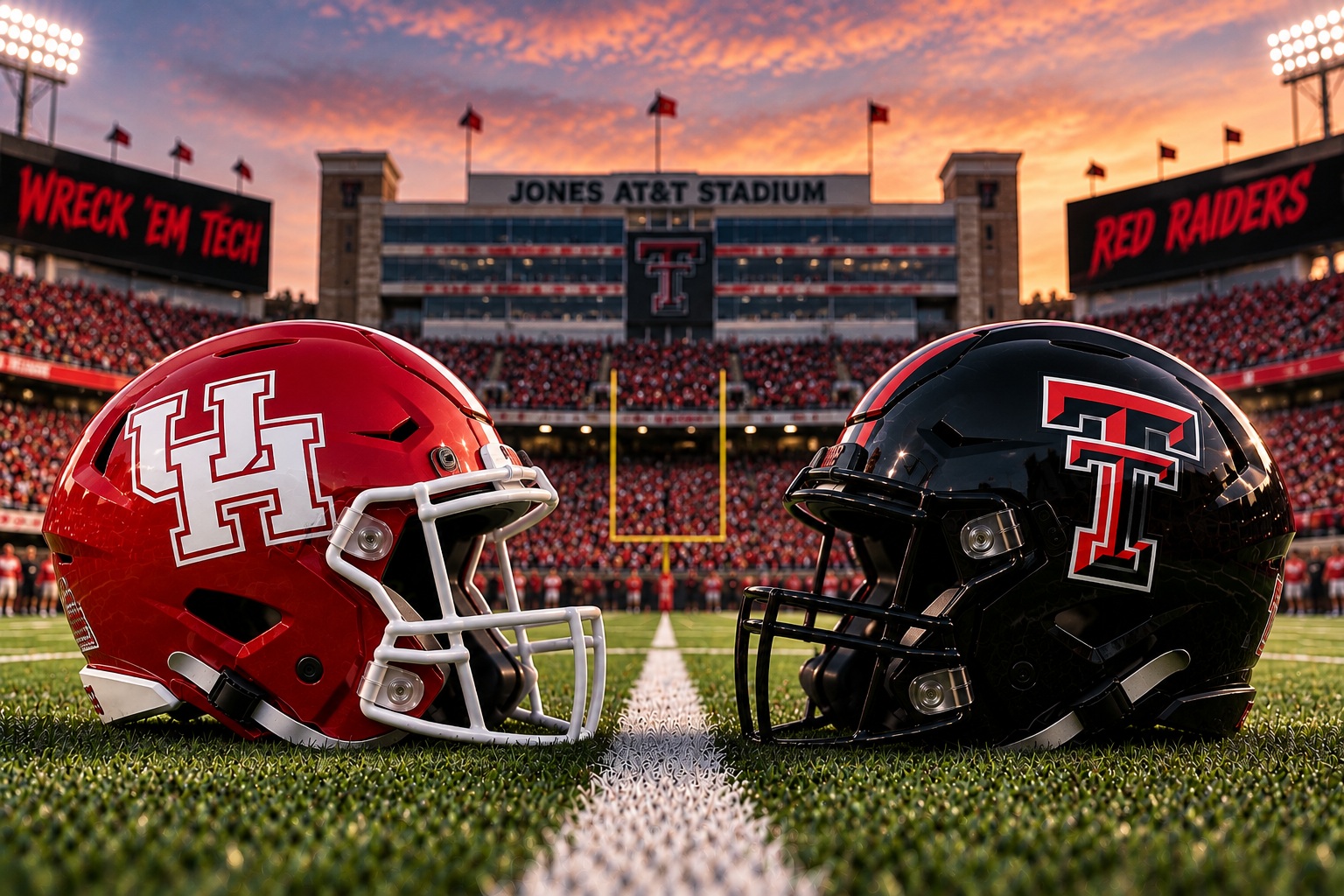 Houston Cougars at Texas Tech Red Raiders college football Big 12 matchup graphic with spread pick and analysis from Joe Jensen