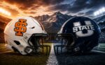 Idaho State Bengals at Utah State Aggies college football Week 1 matchup graphic with total pick and analysis from Joe Jensen