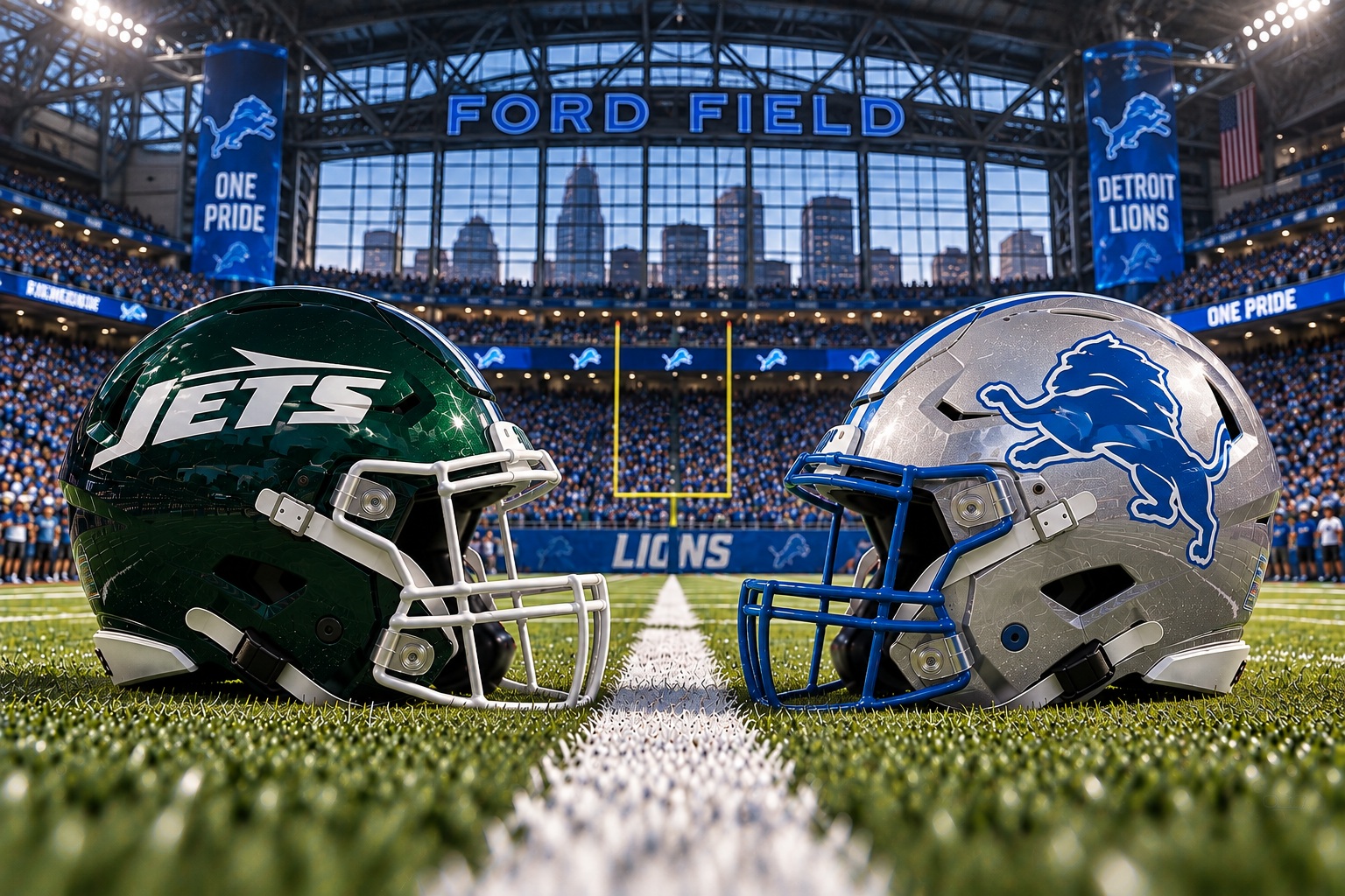 New York Jets at Detroit Lions NFL Week 3 Pick New York Jets at Detroit Lions NFL Week 3 matchup graphic with spread pick and analysis from Joe Jensen