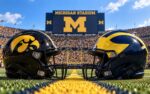 Iowa Hawkeyes at Michigan Wolverines college football Big Ten opener matchup graphic with spread pick and analysis from Joe Jensen