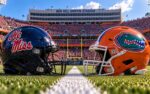 Ole Miss Rebels at Florida Gators college football SEC matchup graphic with spread pick and analysis from Joe Jensen
