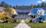 Notre Dame Fighting Irish at North Carolina Tar Heels college football Week 5 matchup graphic with spread pick and analysis from Joe Jensen