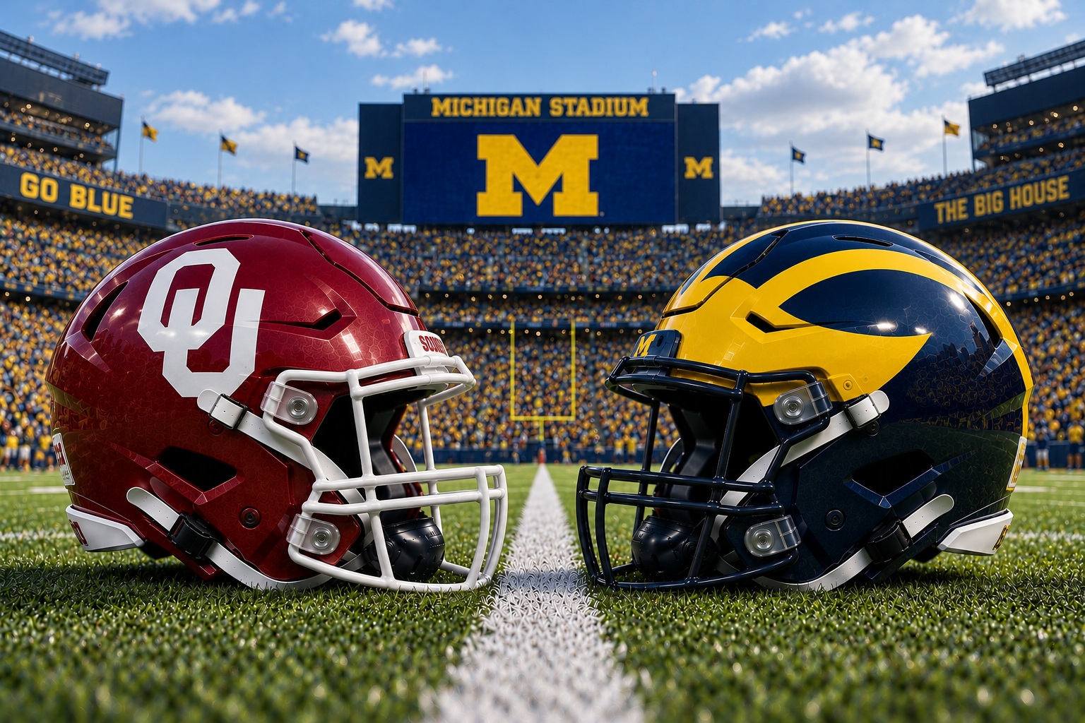 Oklahoma at Michigan Big Noon Kickoff Pick Oklahoma Sooners at Michigan Wolverines Big Noon Kickoff matchup graphic with spread pick and analysis from Joe Jensen