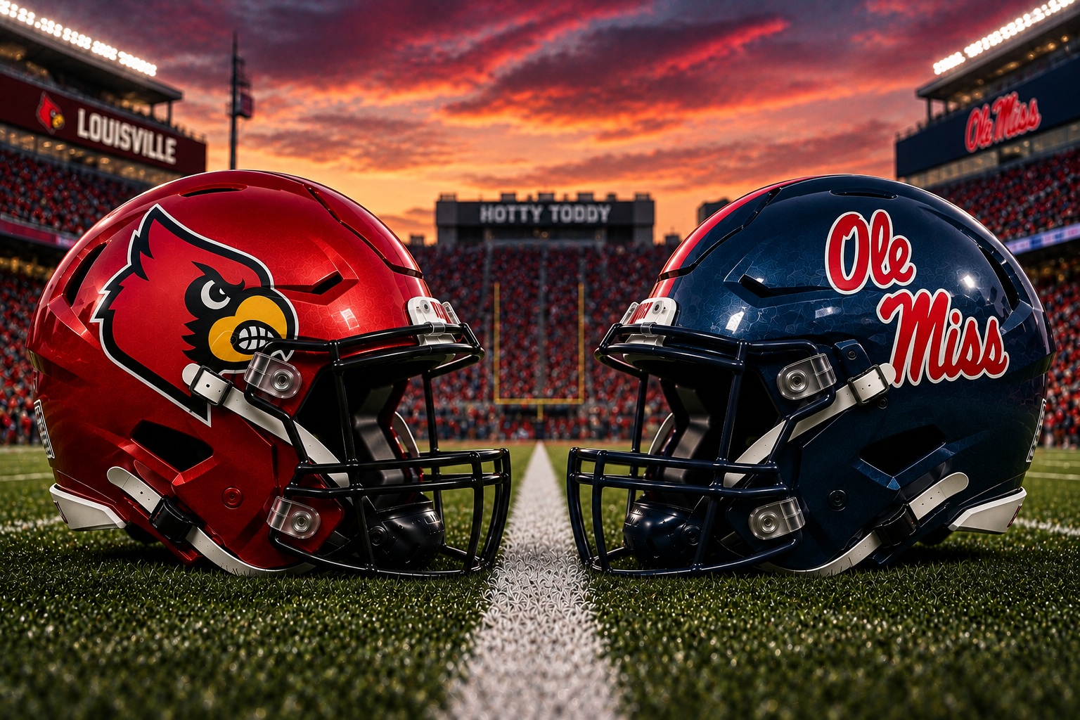 Louisville Cardinals vs Ole Miss Rebels college football Week 1 matchup graphic with spread pick and analysis from Joe Jensen