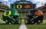 Oregon Ducks at Oklahoma State Cowboys college football Week 2 matchup graphic with spread pick and analysis from Joe Jensen