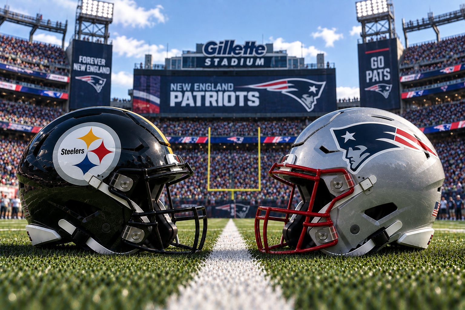 Pittsburgh Steelers at New England Patriots NFL Week 2 matchup graphic with spread pick and analysis from Joe Jensen