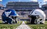 Buffalo Bulls at Penn State Nittany Lions college football matchup graphic with total pick and analysis from RBD