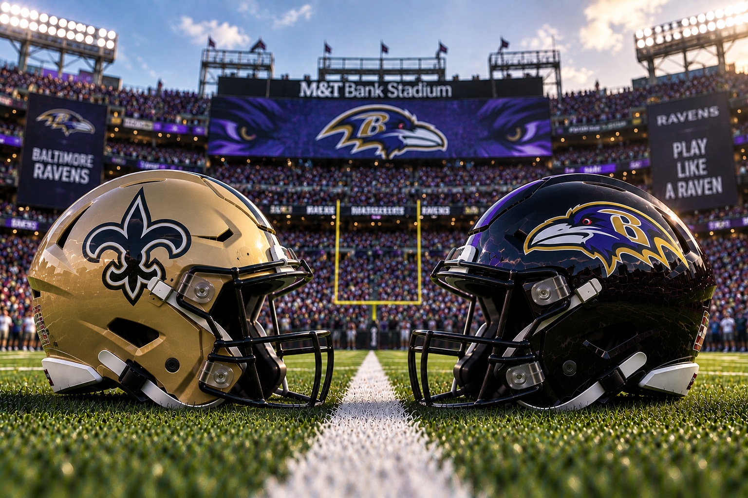 New Orleans Saints at Baltimore Ravens NFL Week 2 matchup graphic with spread pick and analysis from Joe Jensen