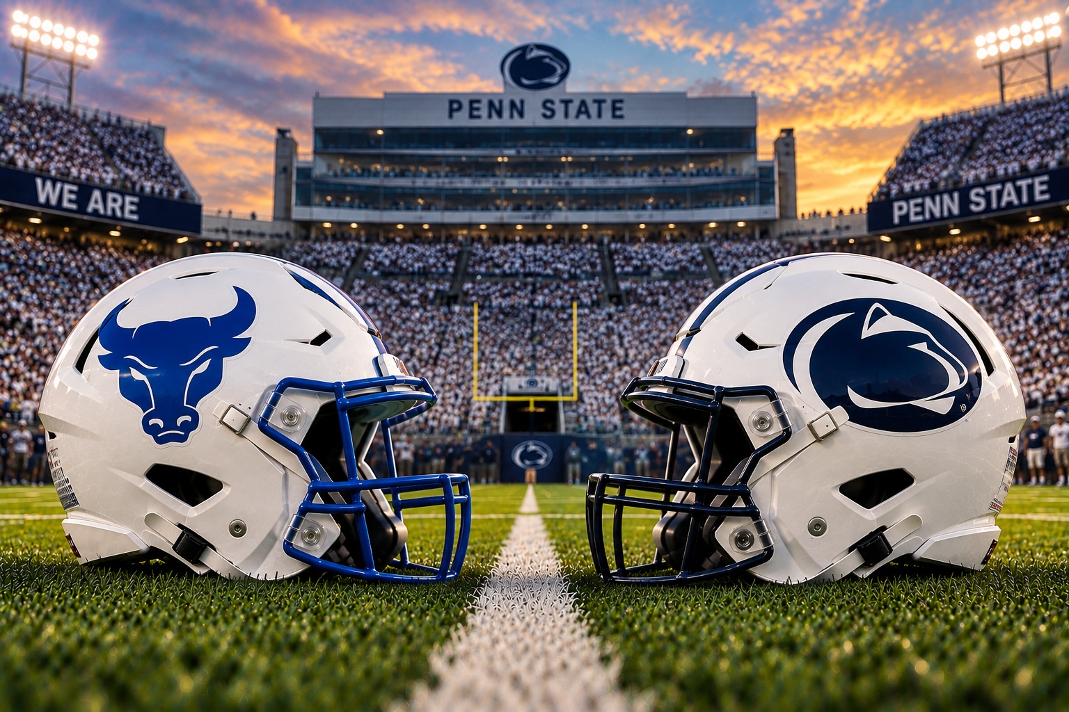 Buffalo at Penn State College Football Week 4 Pick Buffalo Bulls at Penn State Nittany Lions college football matchup graphic with total pick and analysis from Joe Jensen