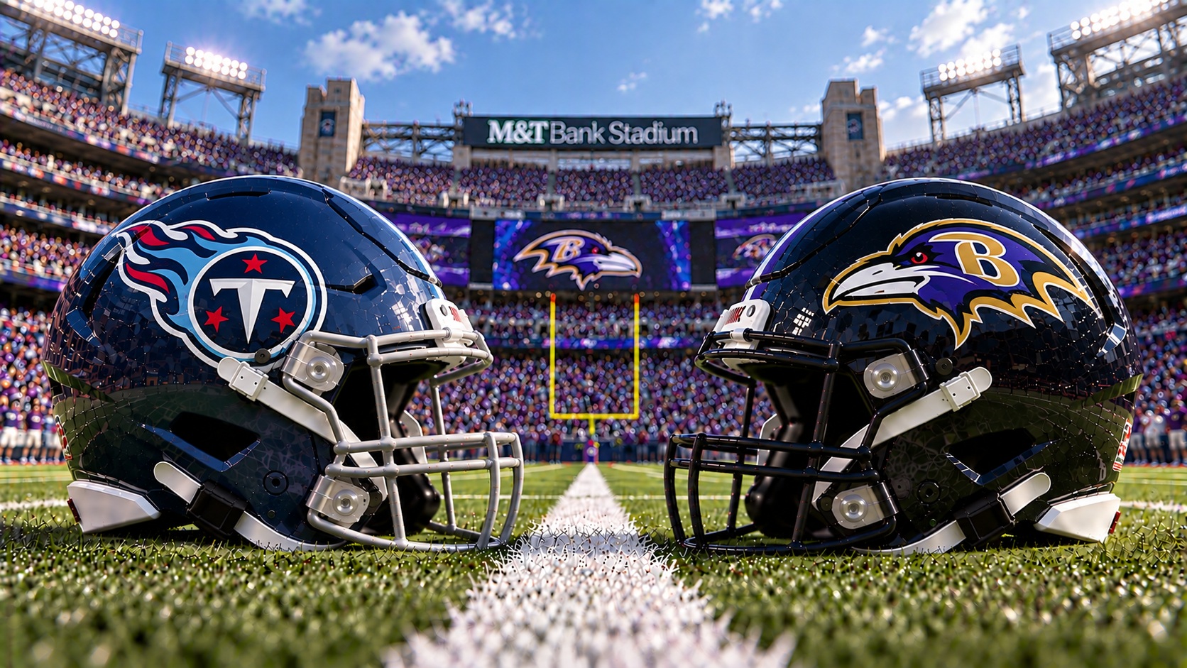 Tennessee Titans at Baltimore Ravens NFL Week 4 matchup graphic with spread pick and analysis from Joe Jensen